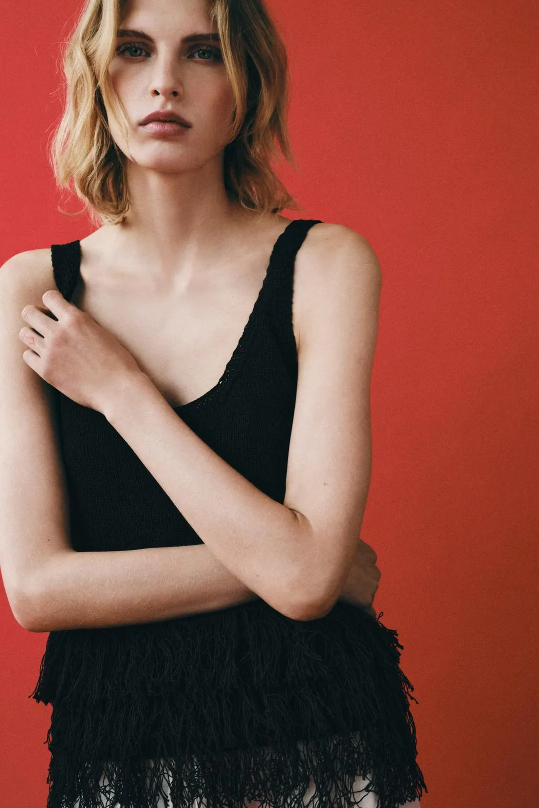 Вязаный топ с бахромой, Zara