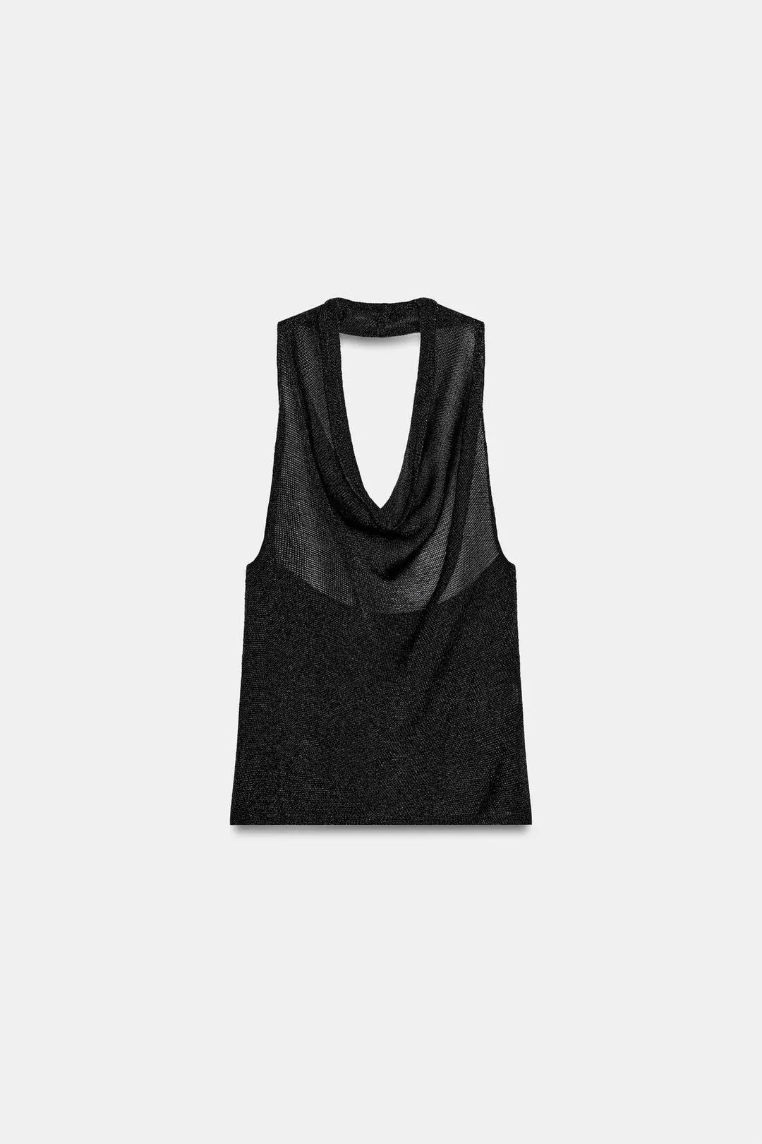 Топ вязаный с бретелью халтер и металлизированной нитью, Zara