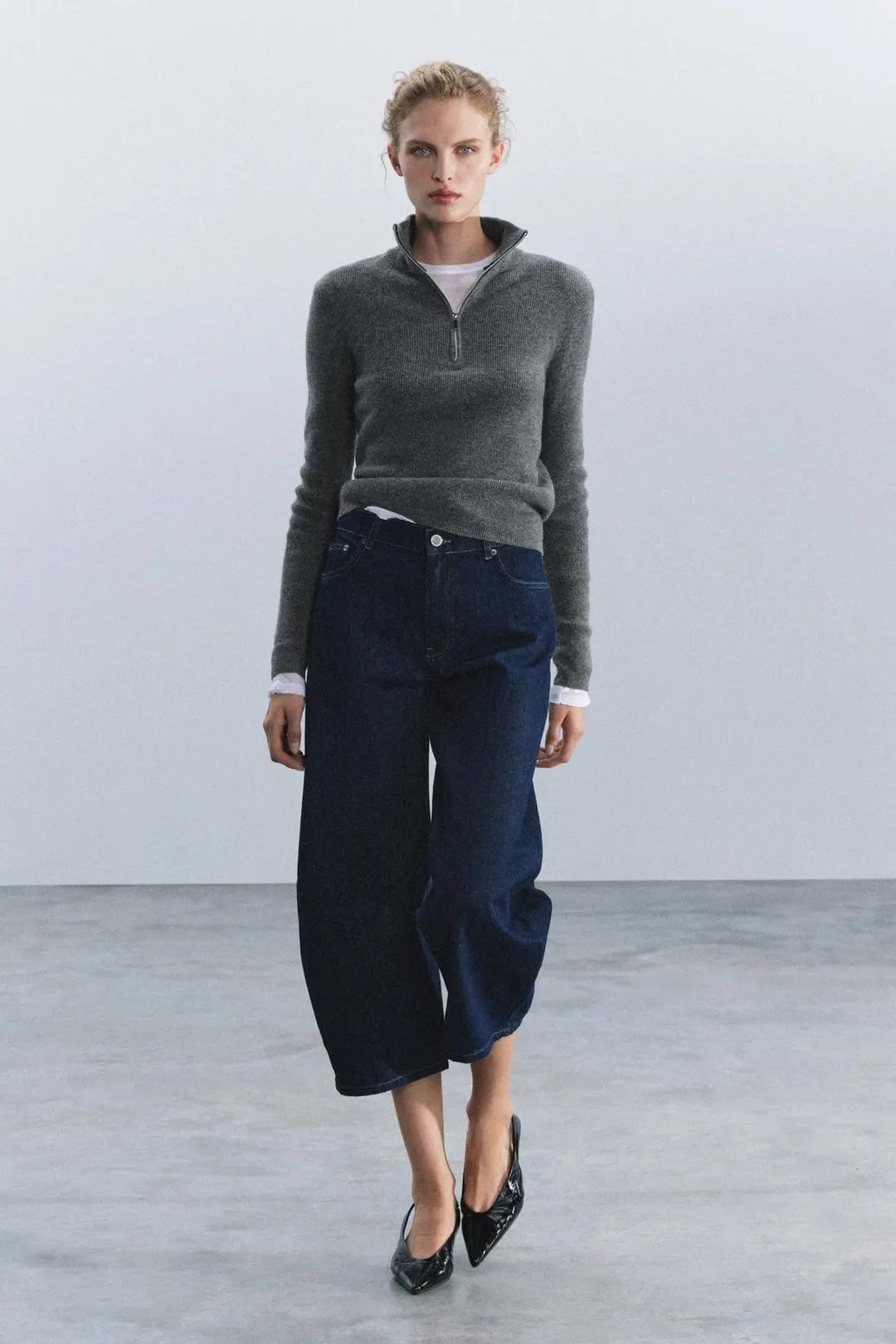 Джинсы-капри баллоны ZW Collection со средней посадкой, Zara