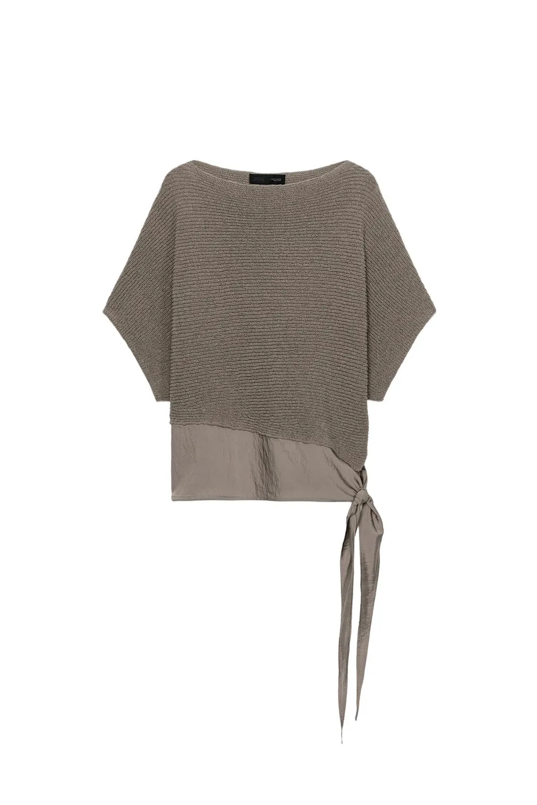 Топ вязаный с контрастным узлом, Zara