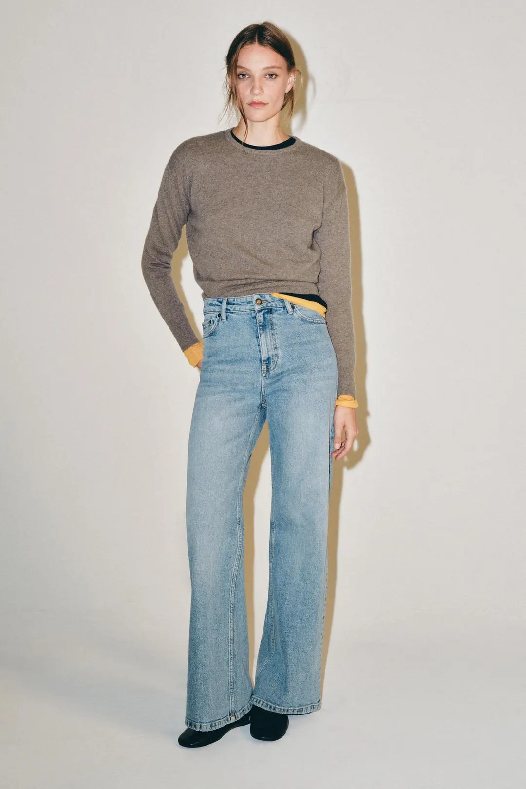 Широкие джинсы ZW Collection Comfort с высокой посадкой, Zara