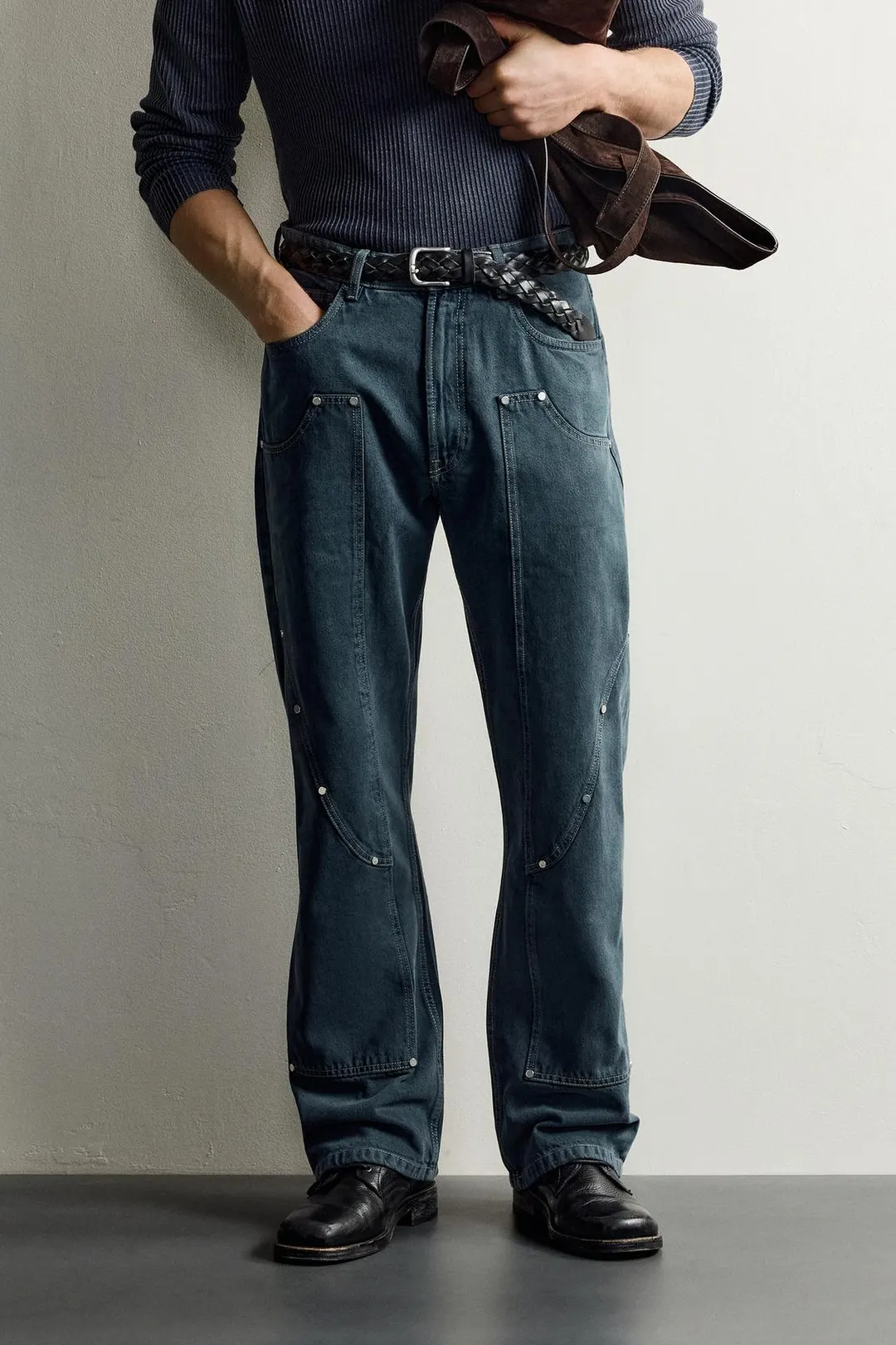 Джинсы свободного кроя с заклепками, Zara