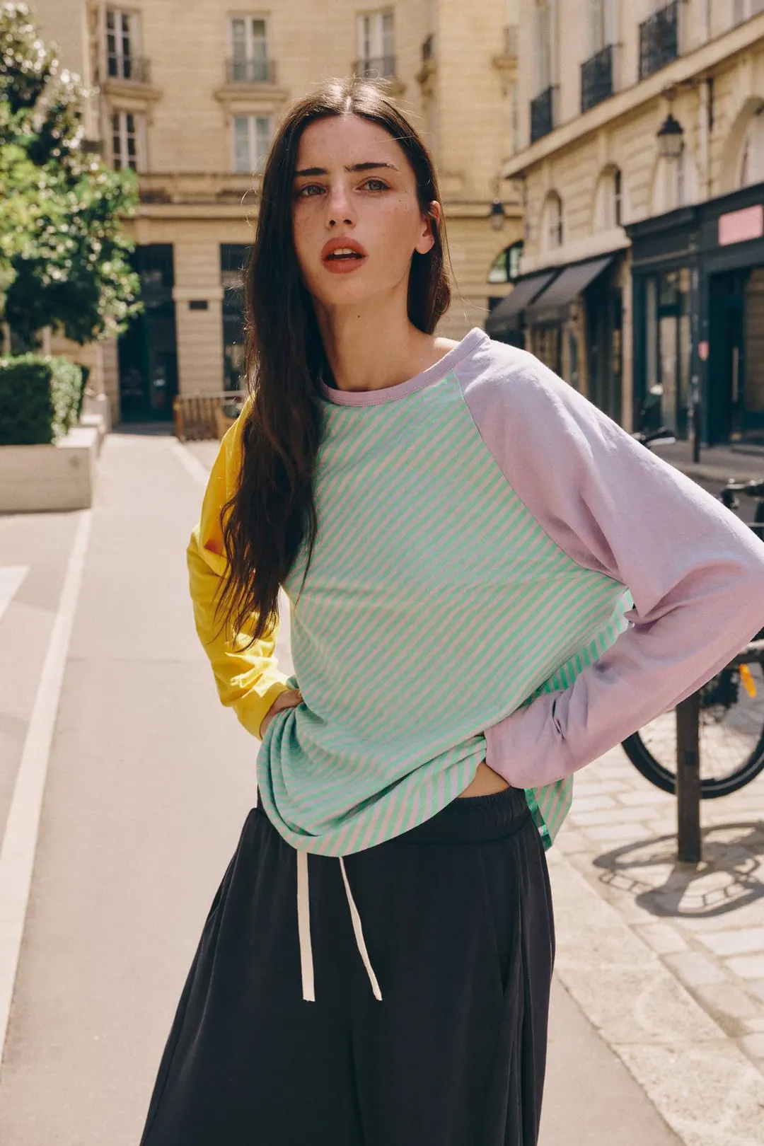 Трехцветная футболка из хлопка и льна, Zara