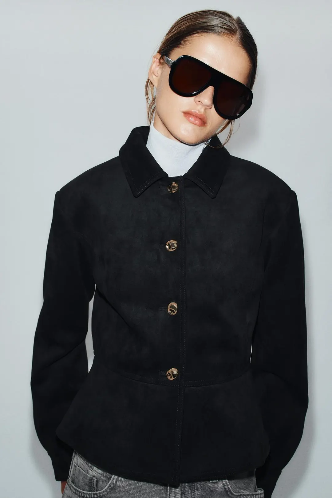 Куртка под замшу с подплечниками, Zara