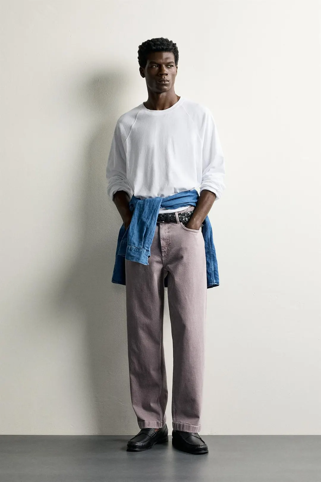 Брюки прямого кроя с эффектом стирки, Zara