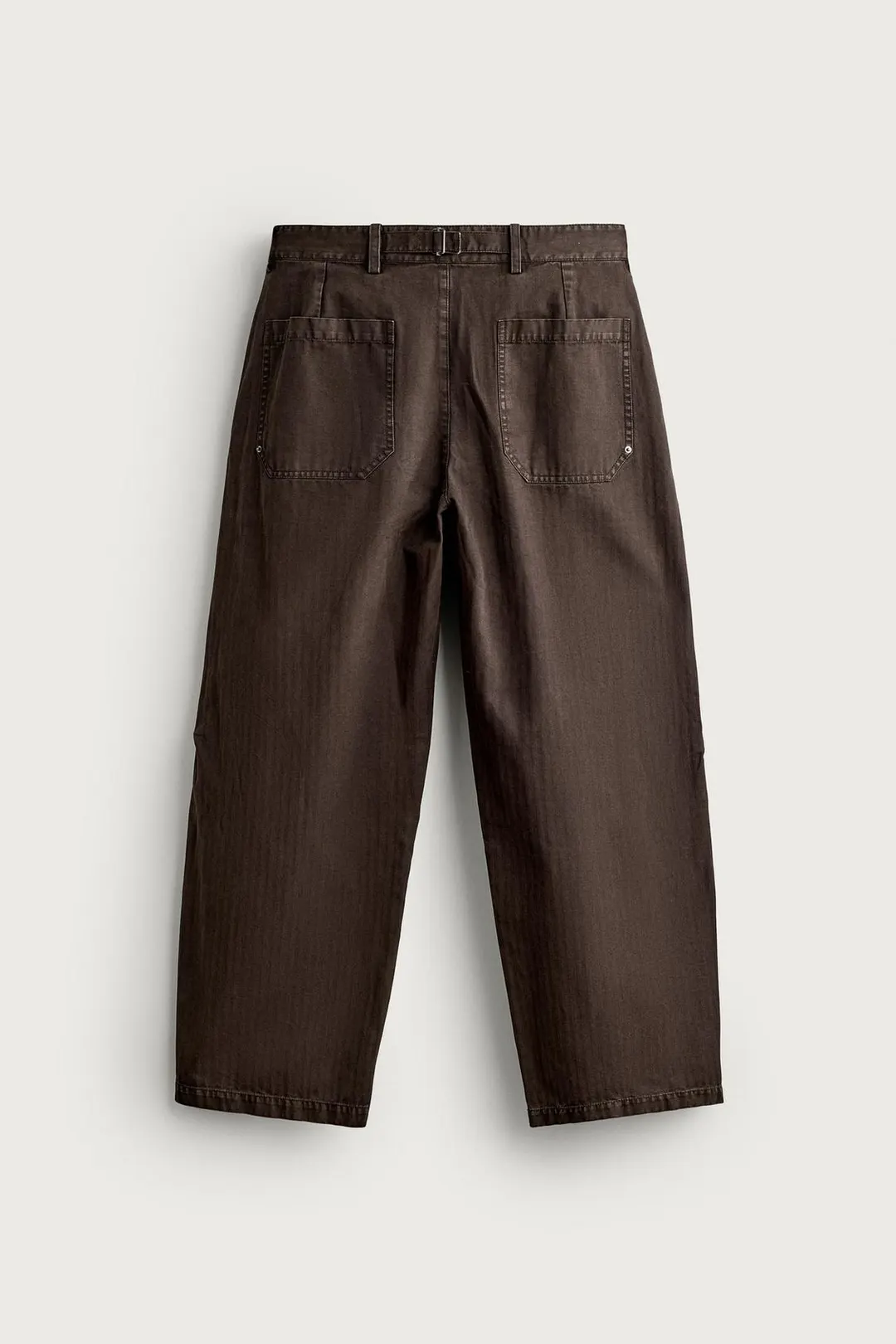 Брюки баллоны из стираной ткани в елочку, Zara
