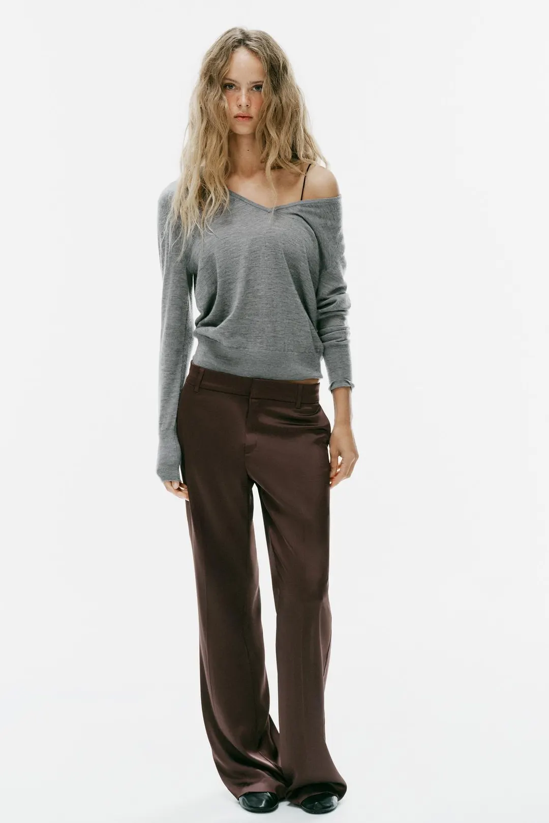 Атласные брюки с низкой посадкой, Zara
