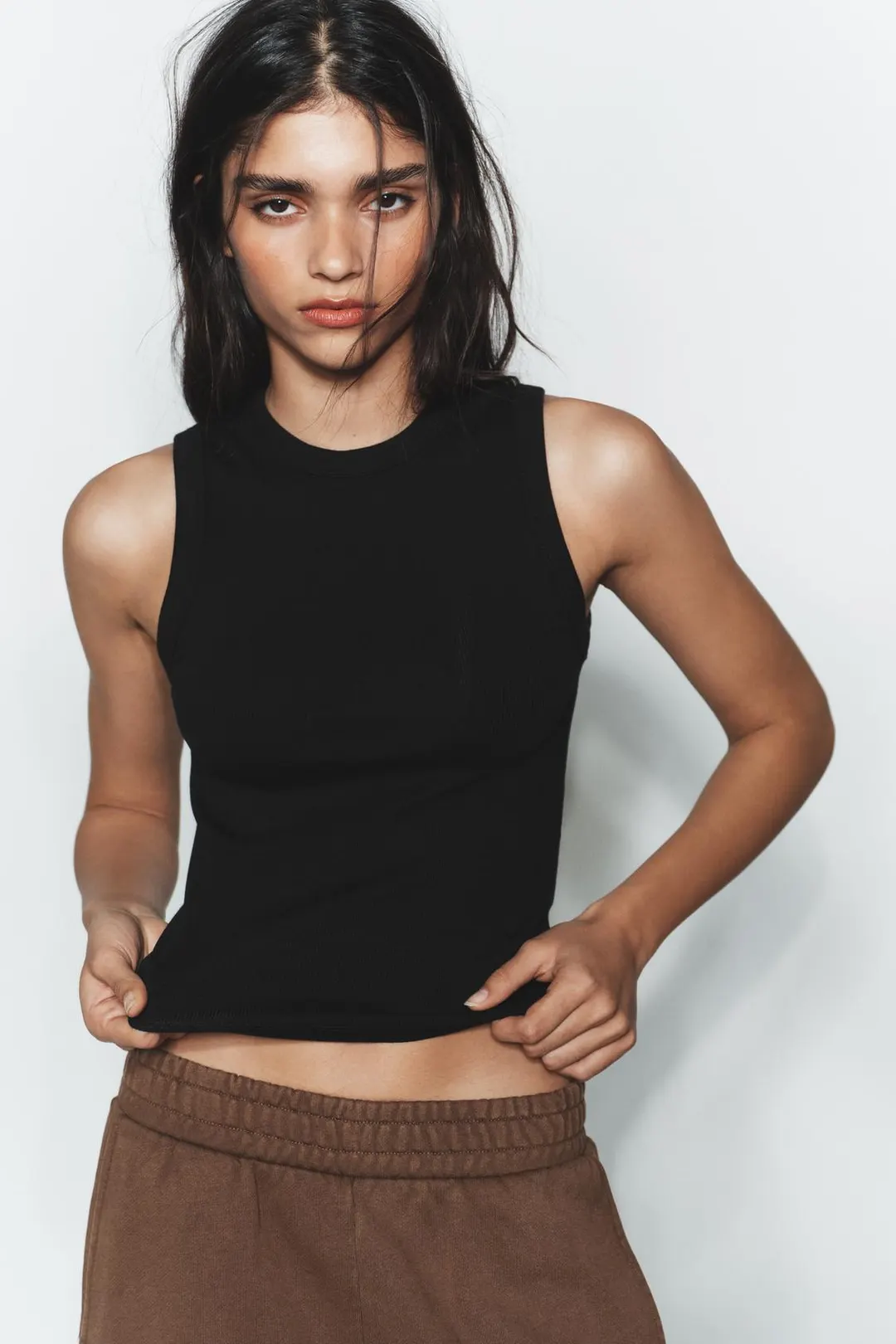 Топ в рубчик на бретелях, Zara