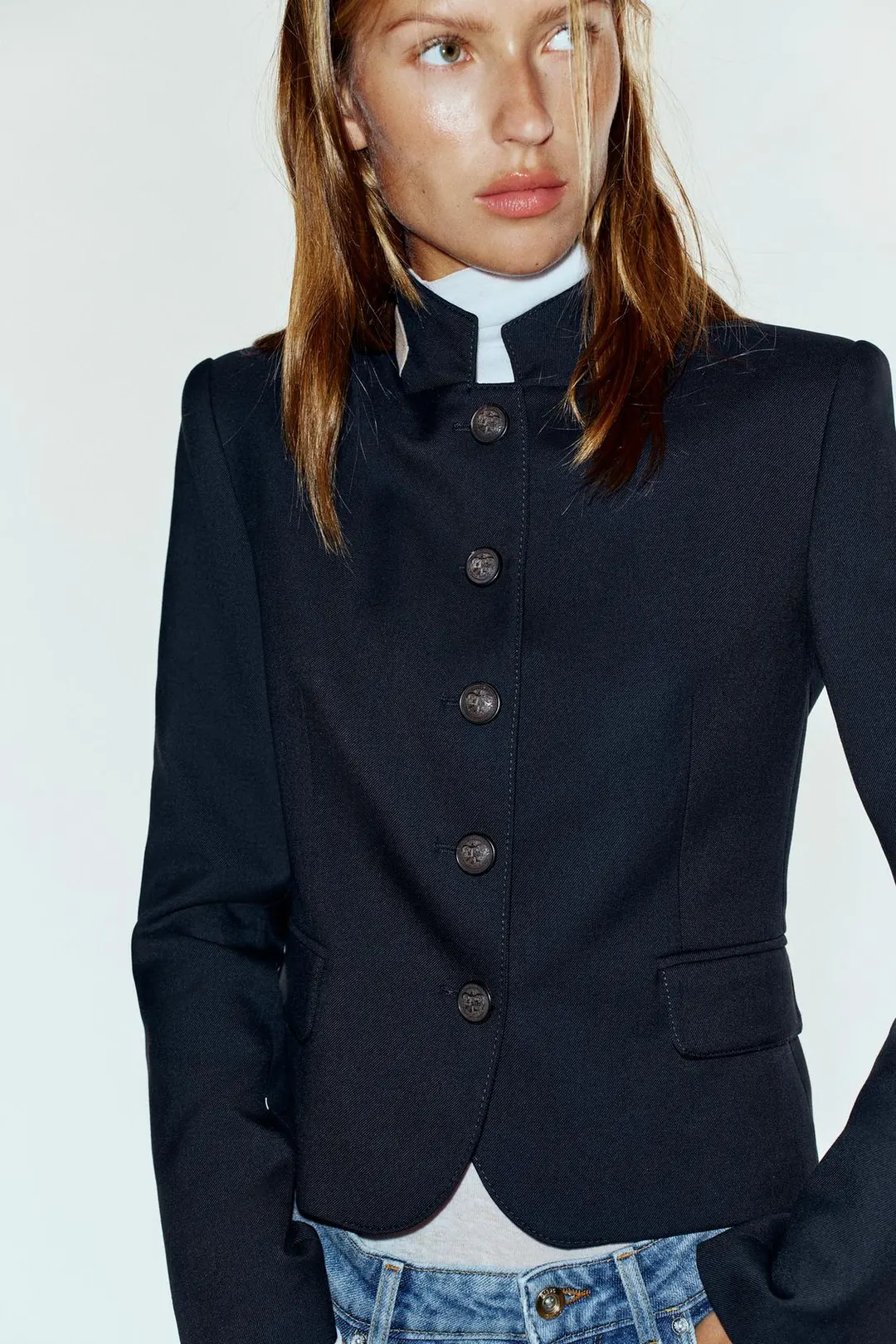 Блейзер с контрастным воротником, Zara