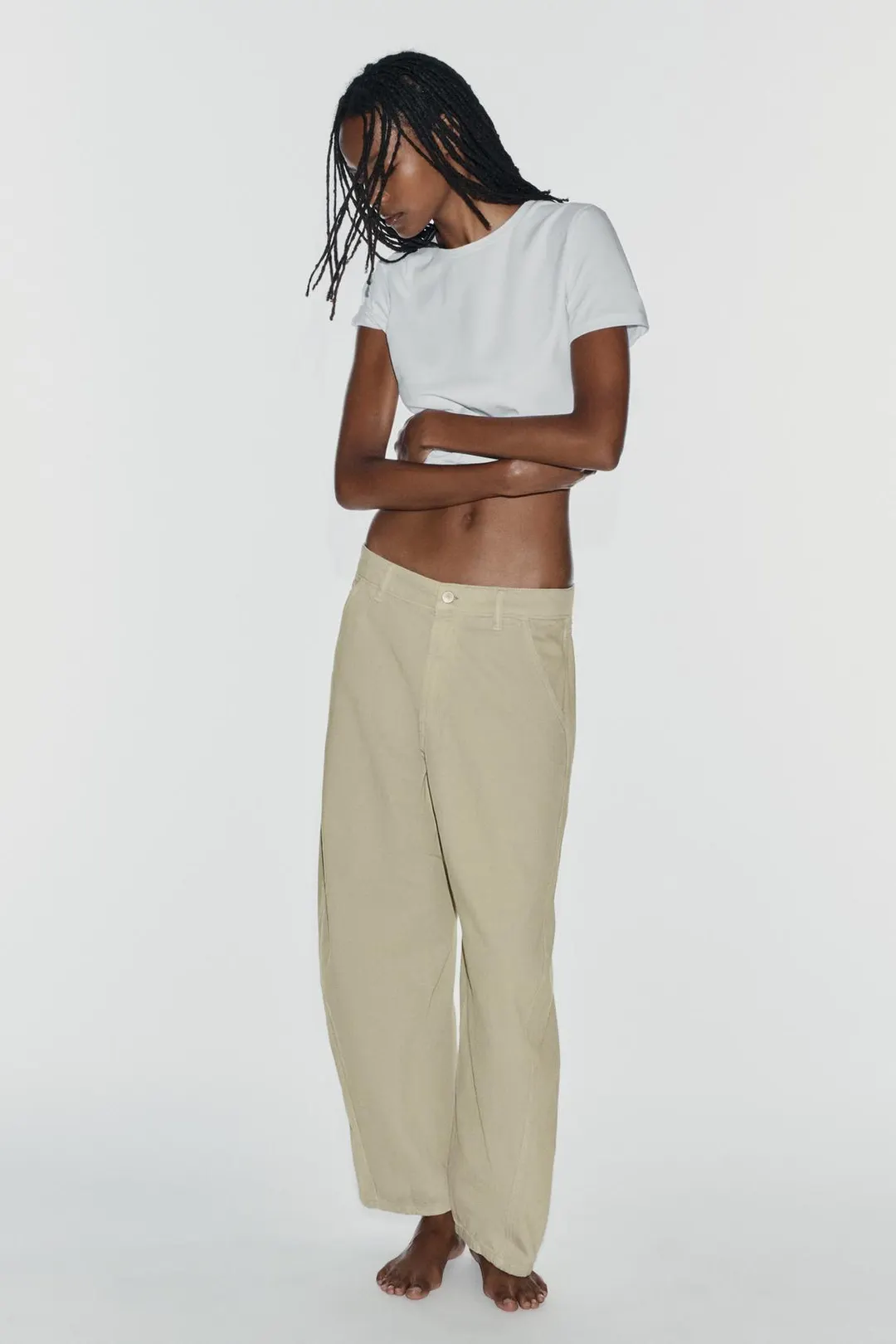 Джинсы чинос TRF кроя barrel со средней посадкой, Zara