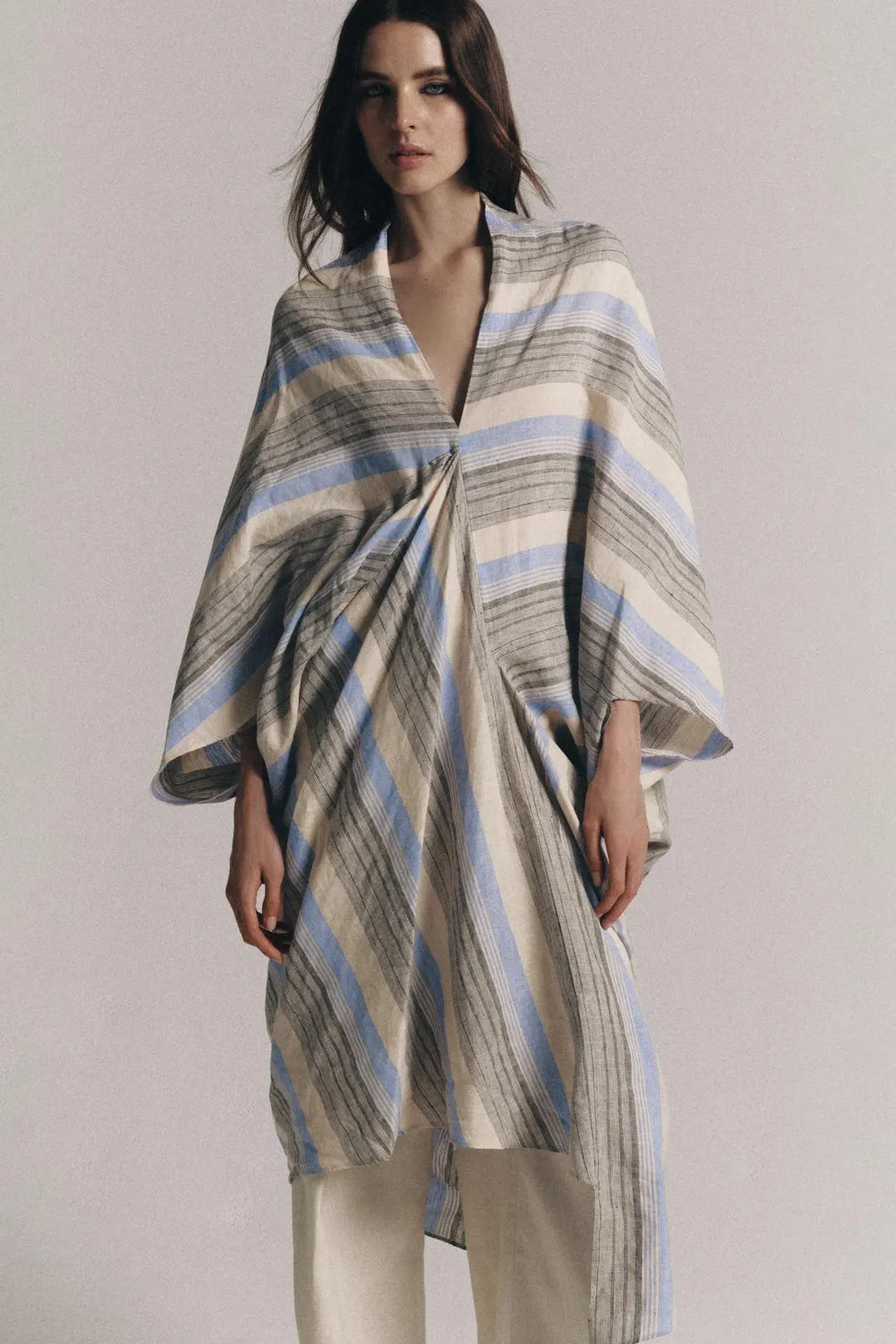 Туника ZW COLLECTION в полоску из смесового льна, Zara