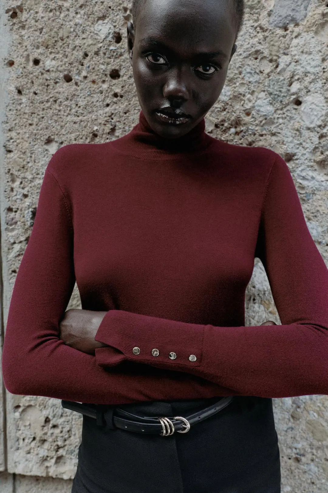 Базовый вязаный свитер с высоким воротником, Zara