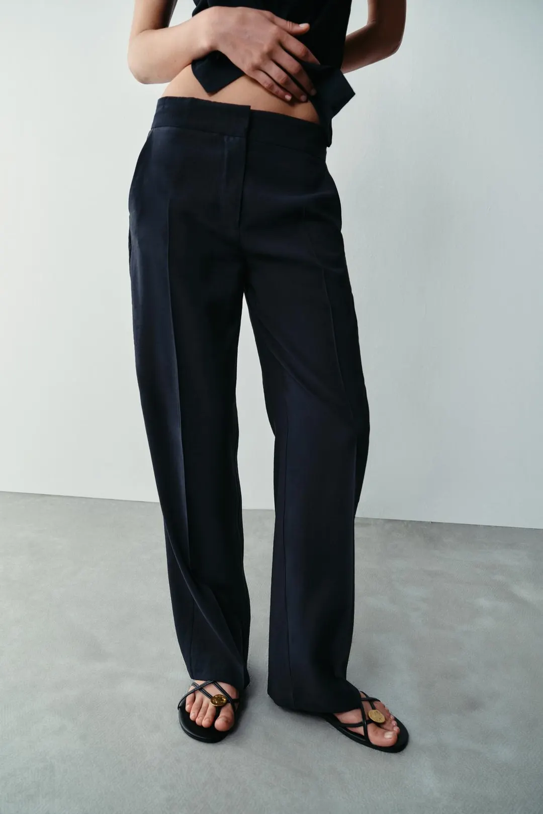 Прямые брюки с высокой посадкой, Zara