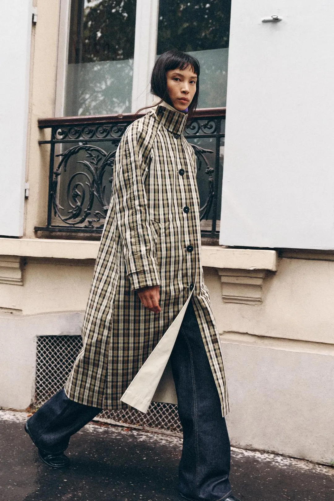 Двусторонний клетчатый тренч ZW Collection, Zara