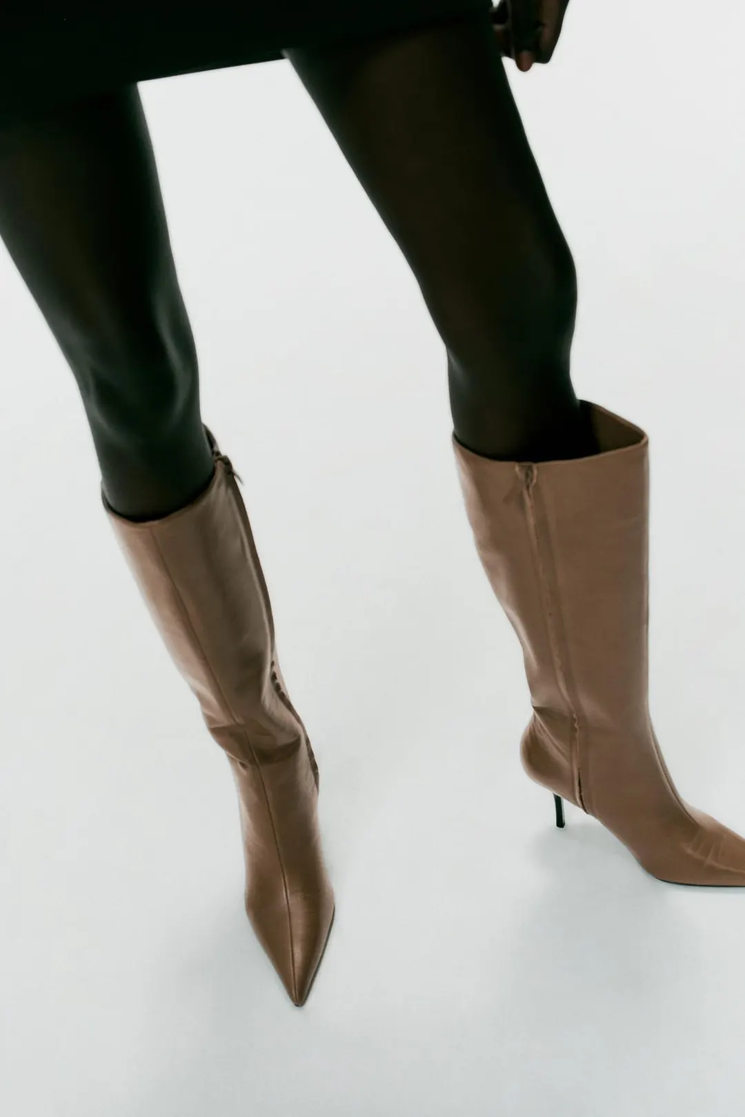 Сапоги из кожи на каблуке, Zara