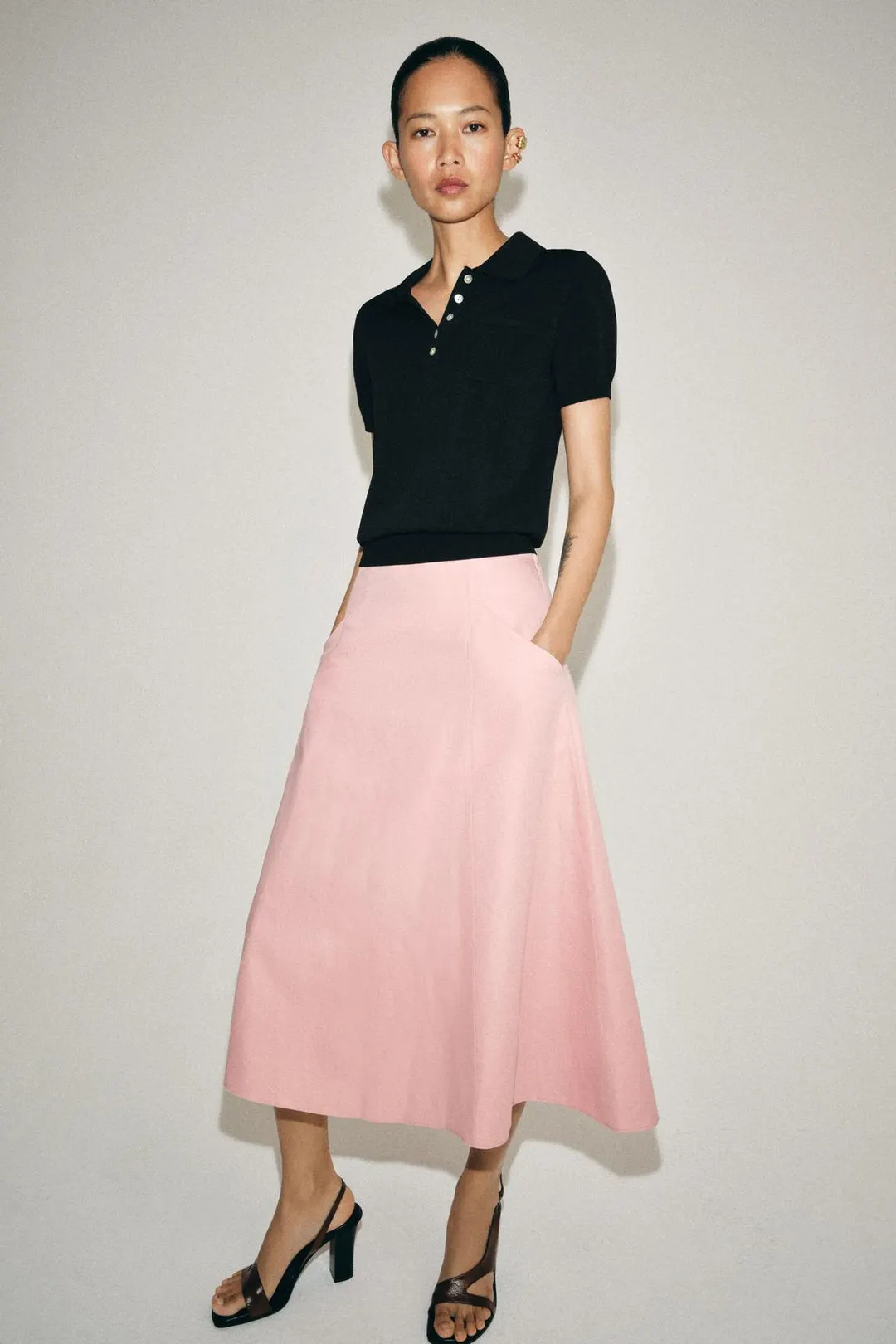 Юбка миди струящегося кроя ZW Collection, Zara