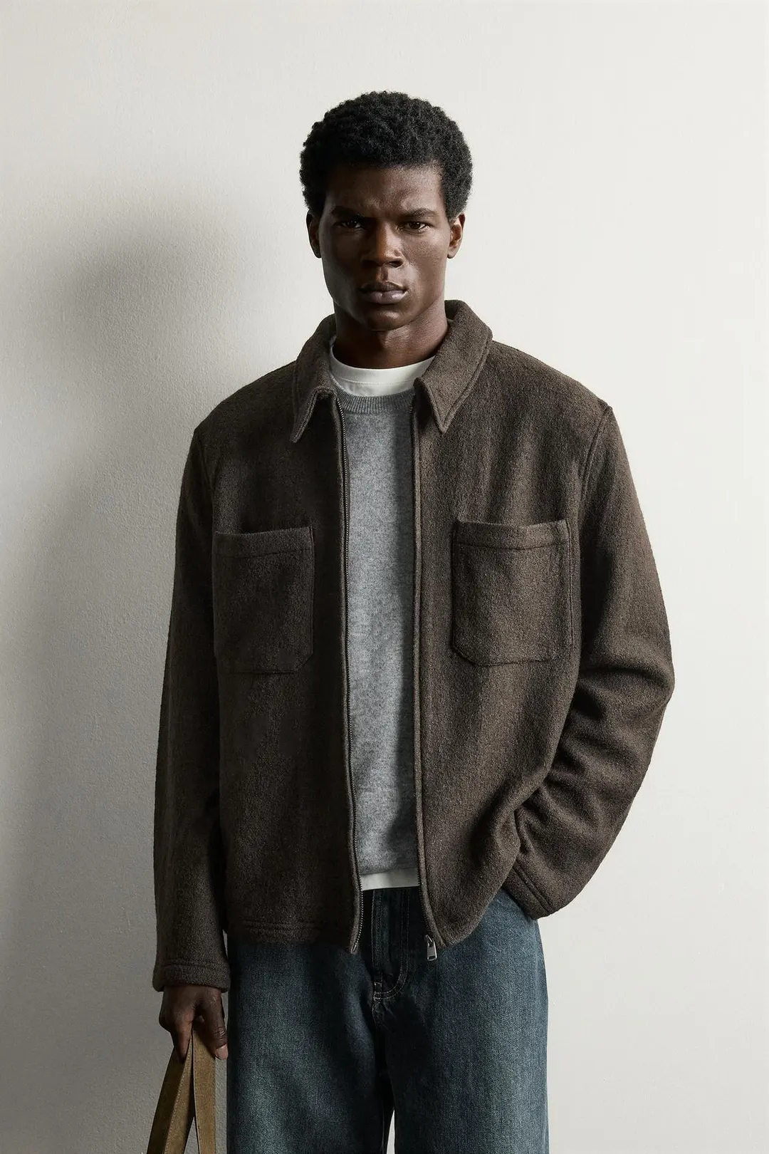Рубашка фактурная из смеси вискозы и шерсти, Zara