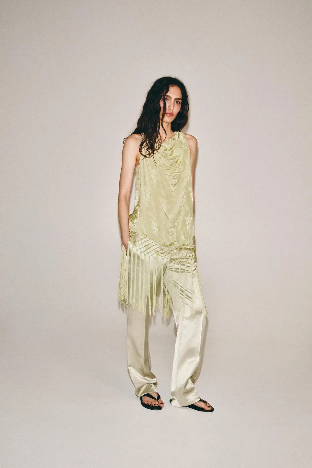 Жаккардовый топ с бахромой ZW Collection, Zara