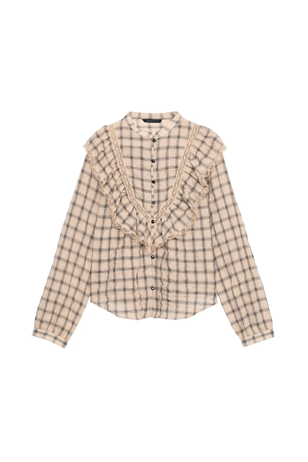 Блузка в клетку с кружевом, Zara