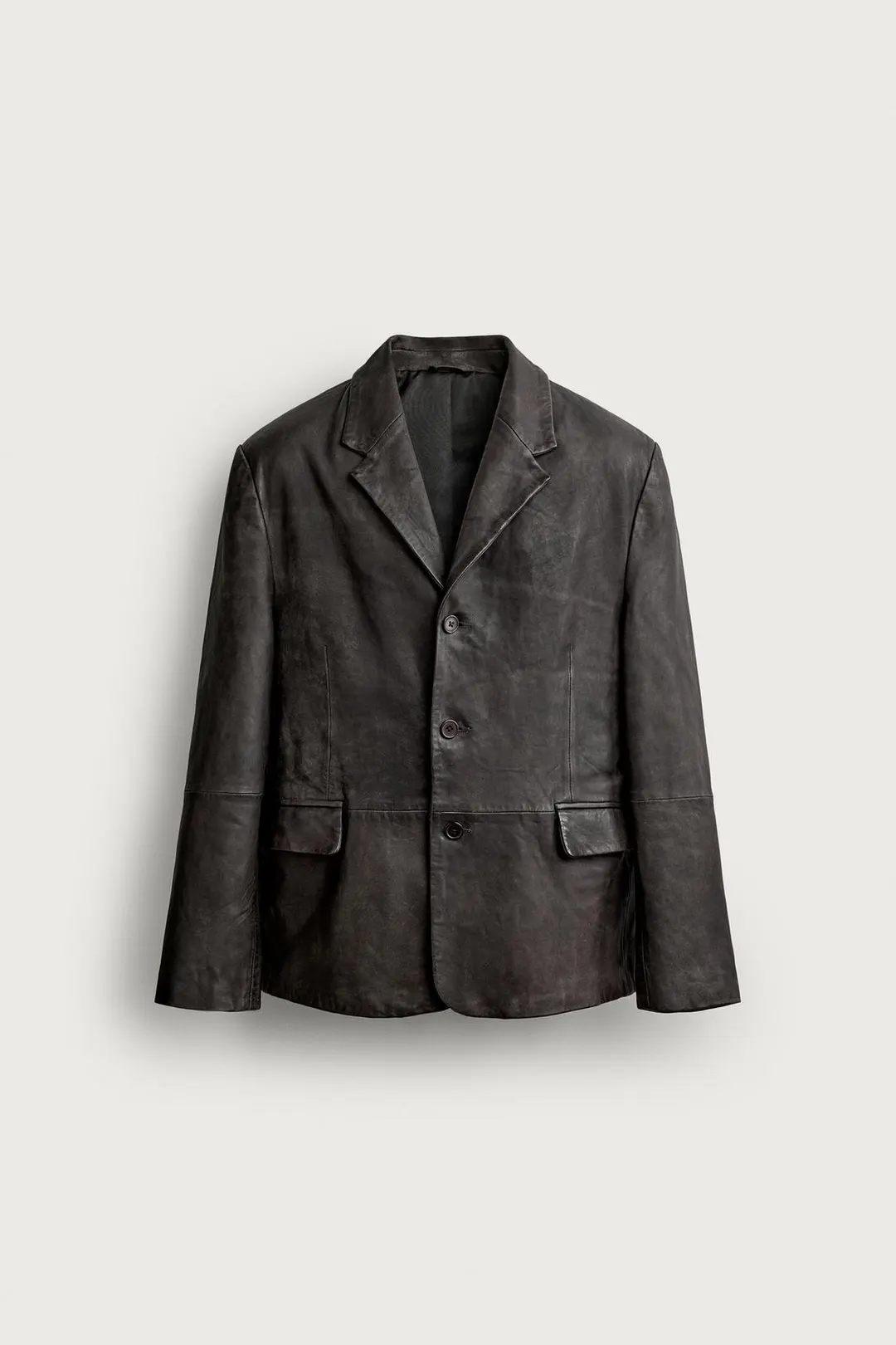 Кожаный блейзер классического кроя, Zara