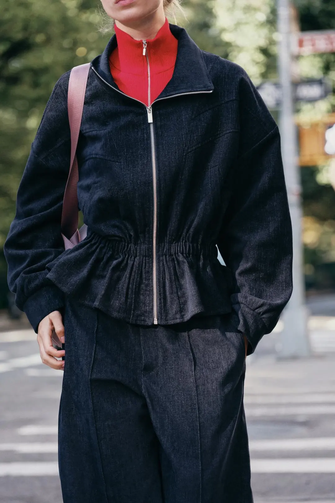 Жакет с баской и эластичным поясом, Zara