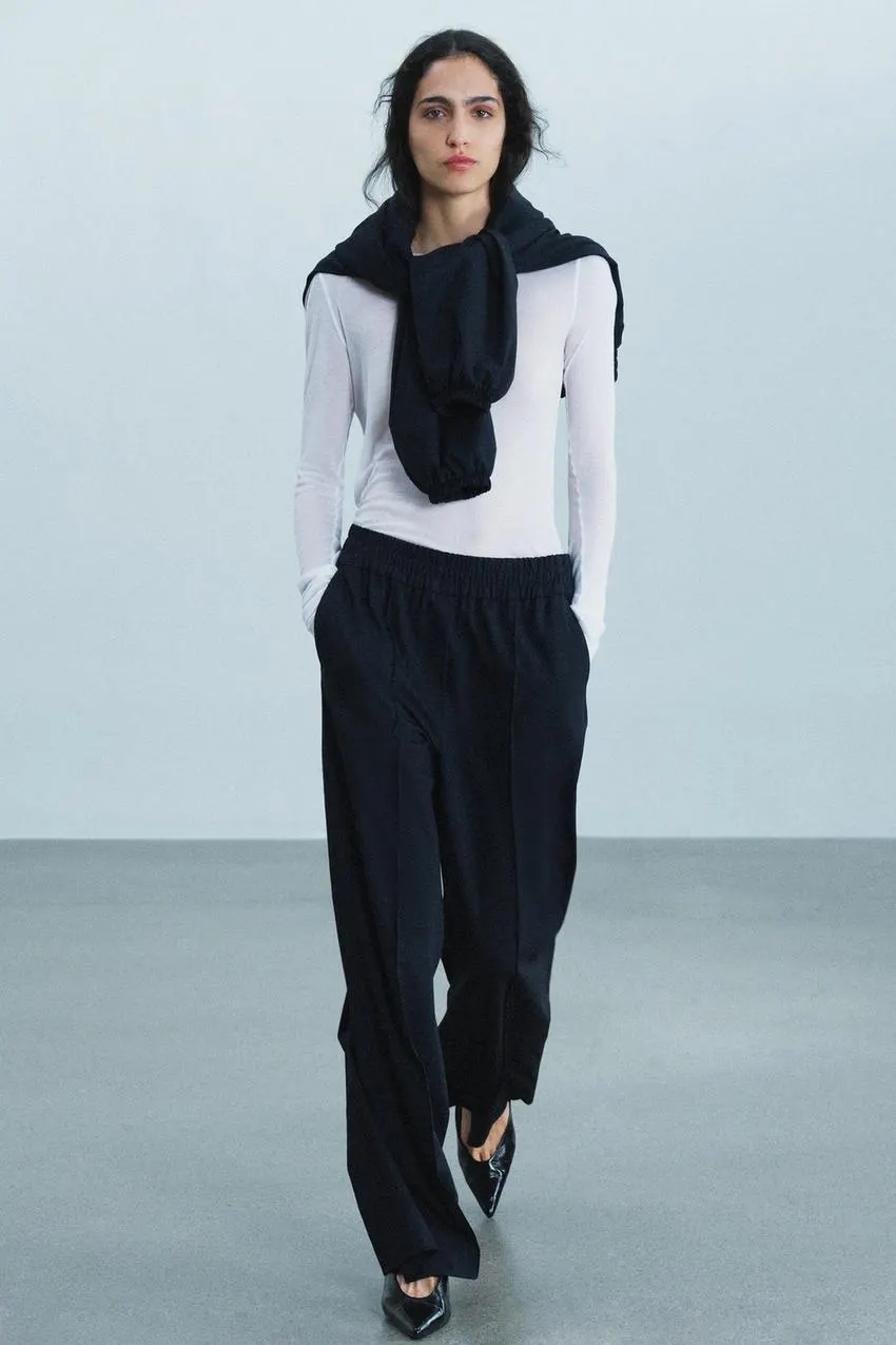 Струящиеся брюки из смесовой шерсти ZW Collection, Zara