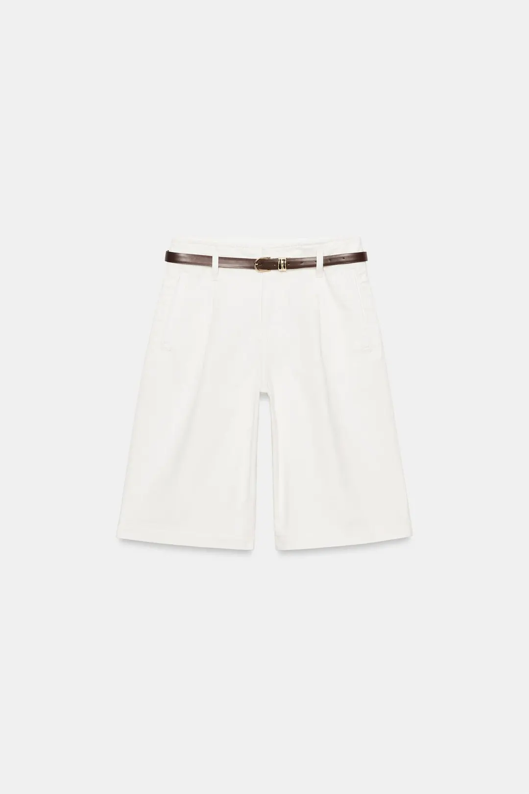 Шорты бермуды со складками и поясом, Zara