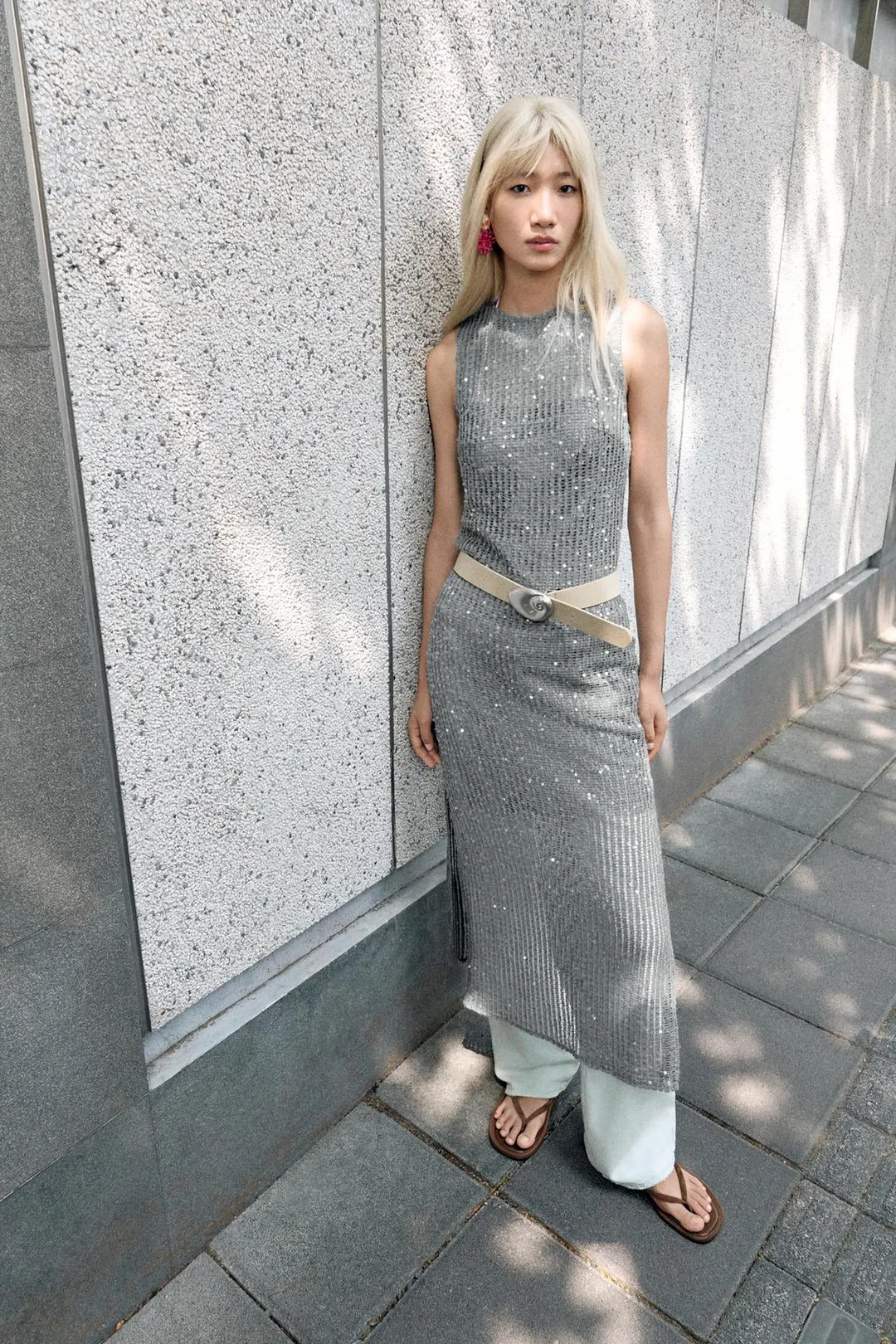Платье миди с пайетками, Zara