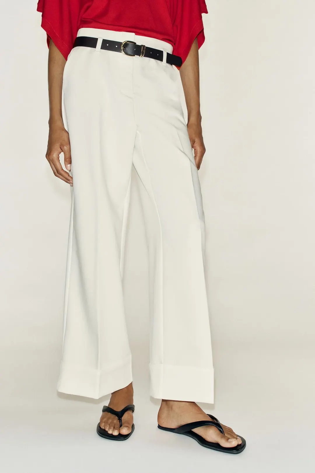 Брюки с отворотами и ремнем, Zara
