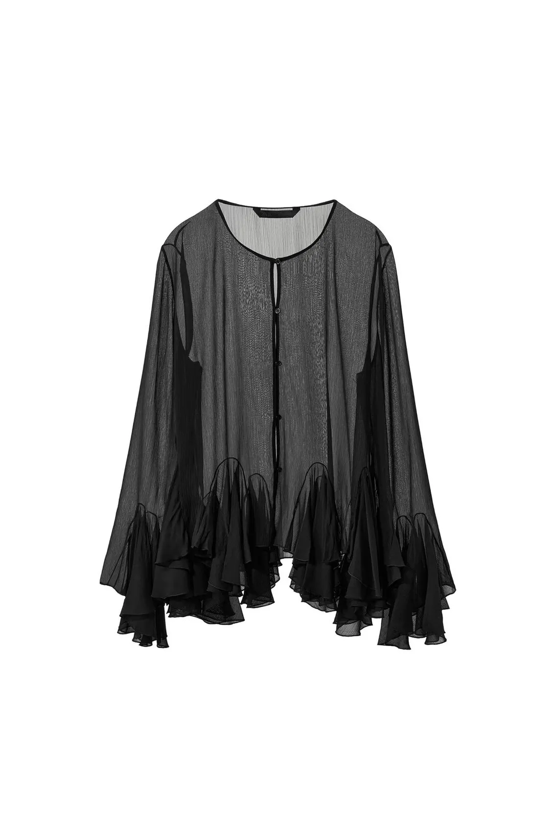 Рубашка из струящейся ткани с оборками ZW Collection, Zara