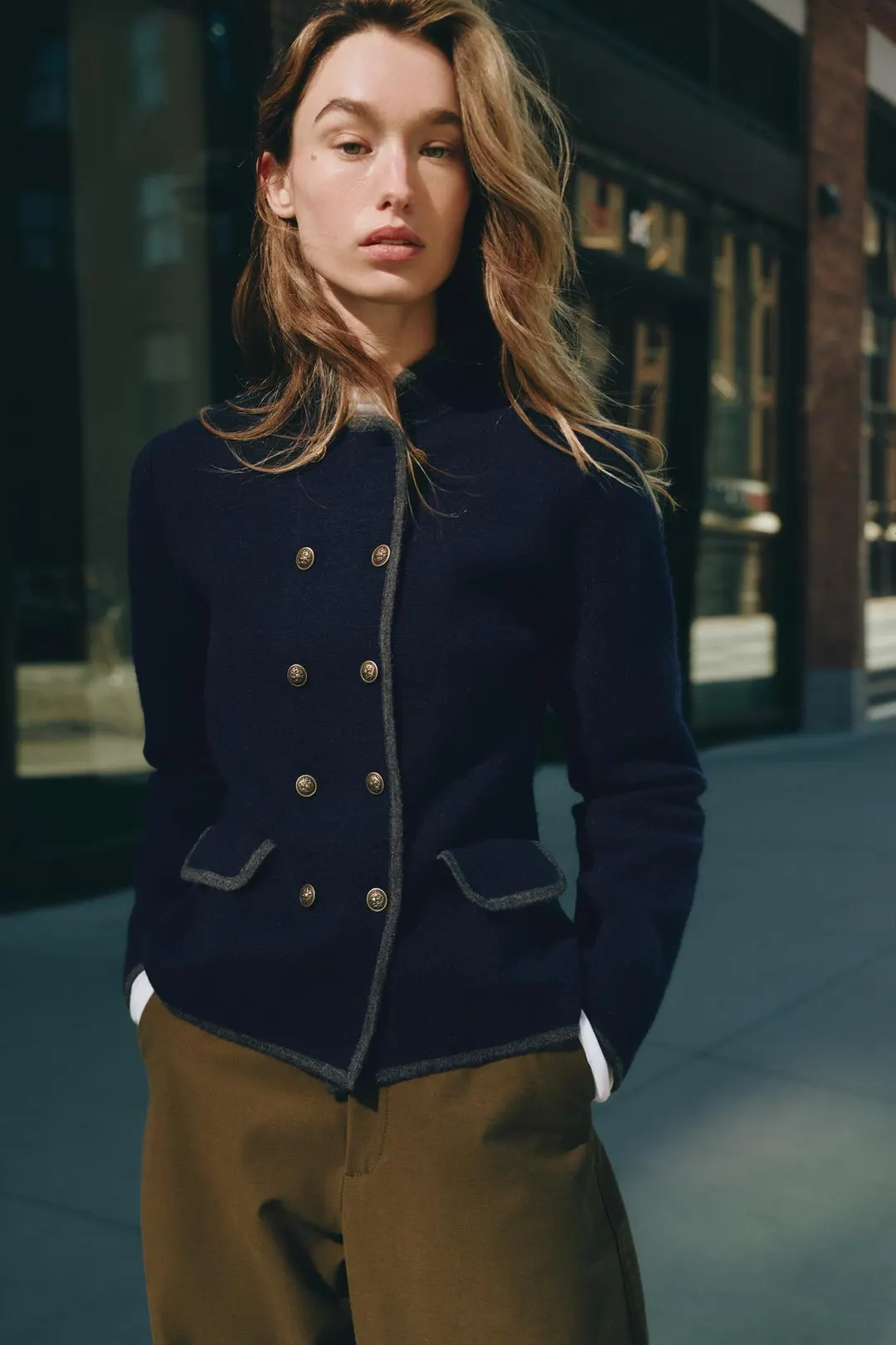 Двубортный вязаный кардиган, Zara
