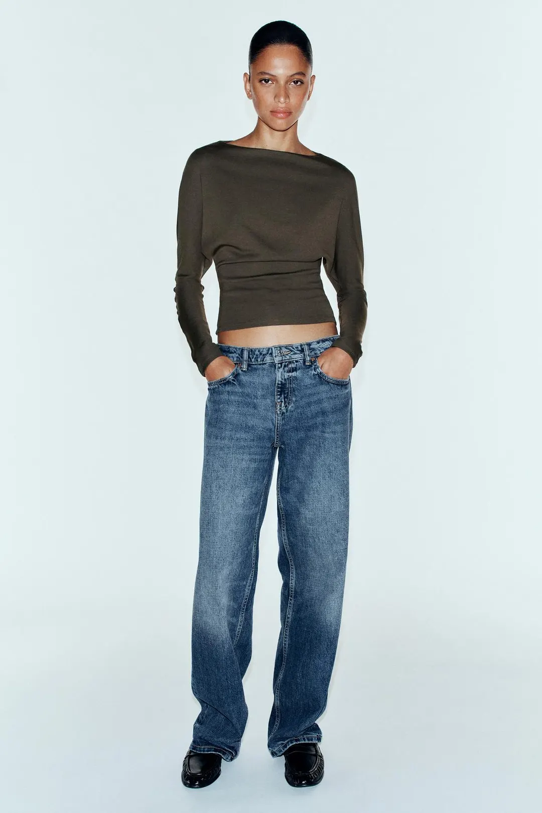 Футболка облегающего кроя с длинными рукавами, Zara