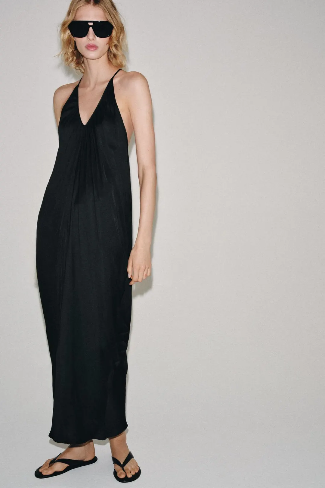 Платье атласное с драпировкой ZW Collection, Zara