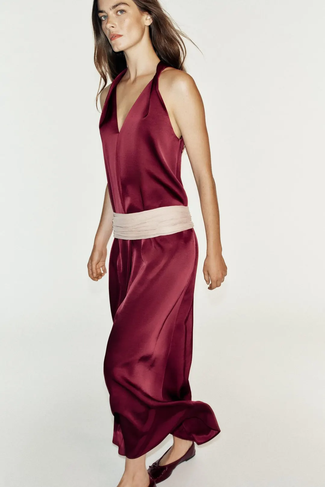 Платье длинное атласное, Zara
