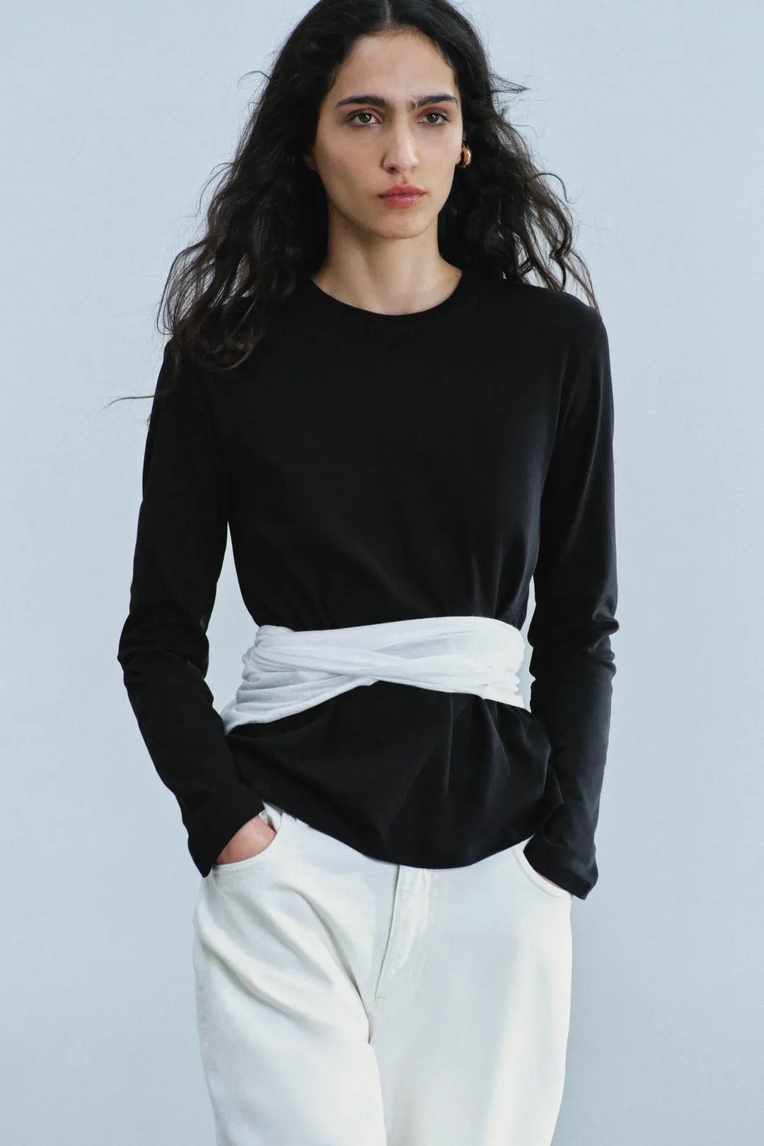 Футболка из интерлока с длинными рукавами, Zara