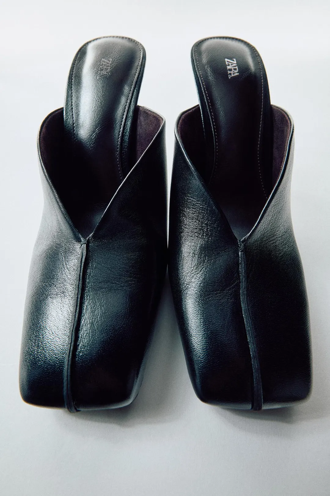 Мюли кожаные на каблуке, Zara