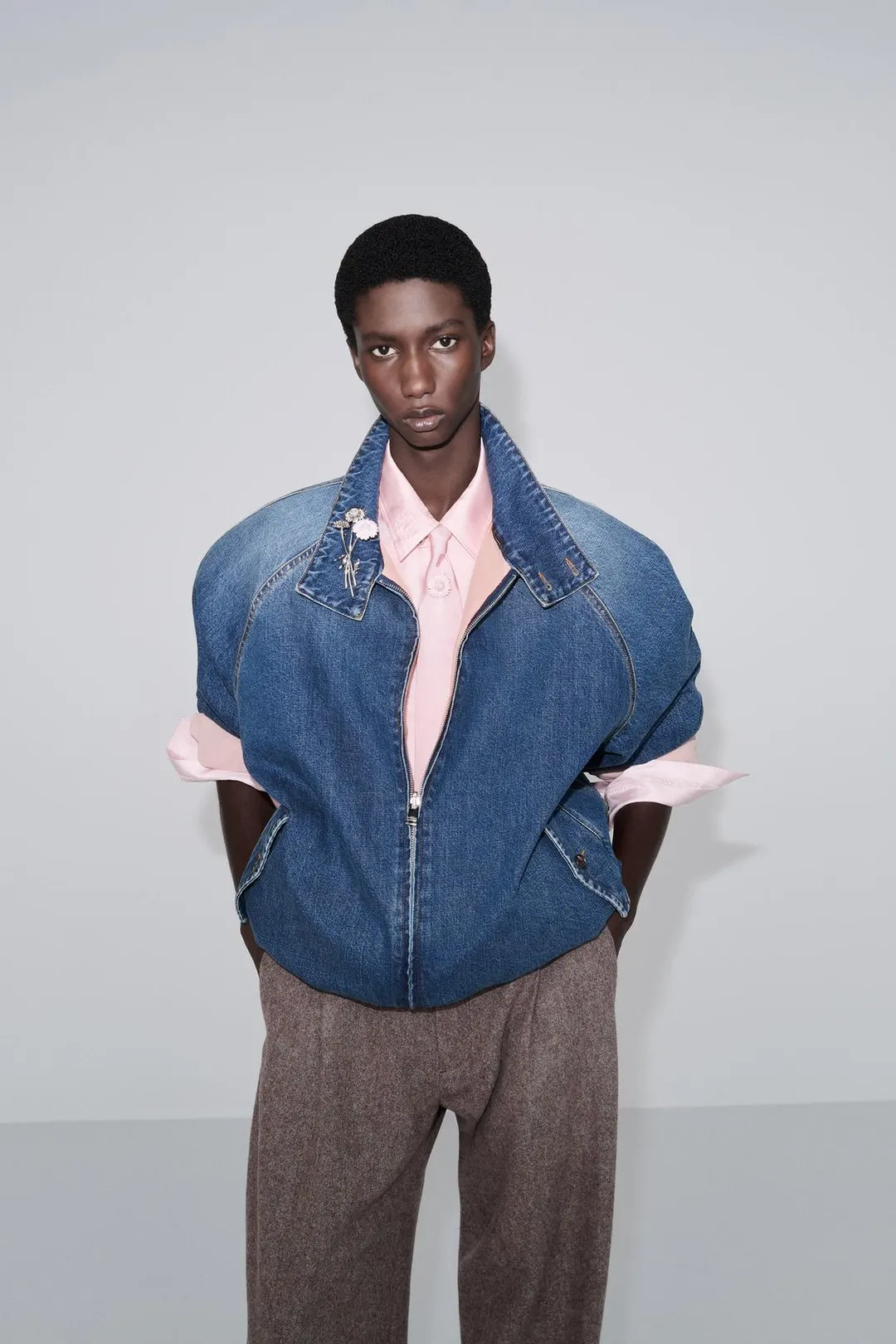 Двусторонняя джинсовая куртка контрастных цветов, Zara