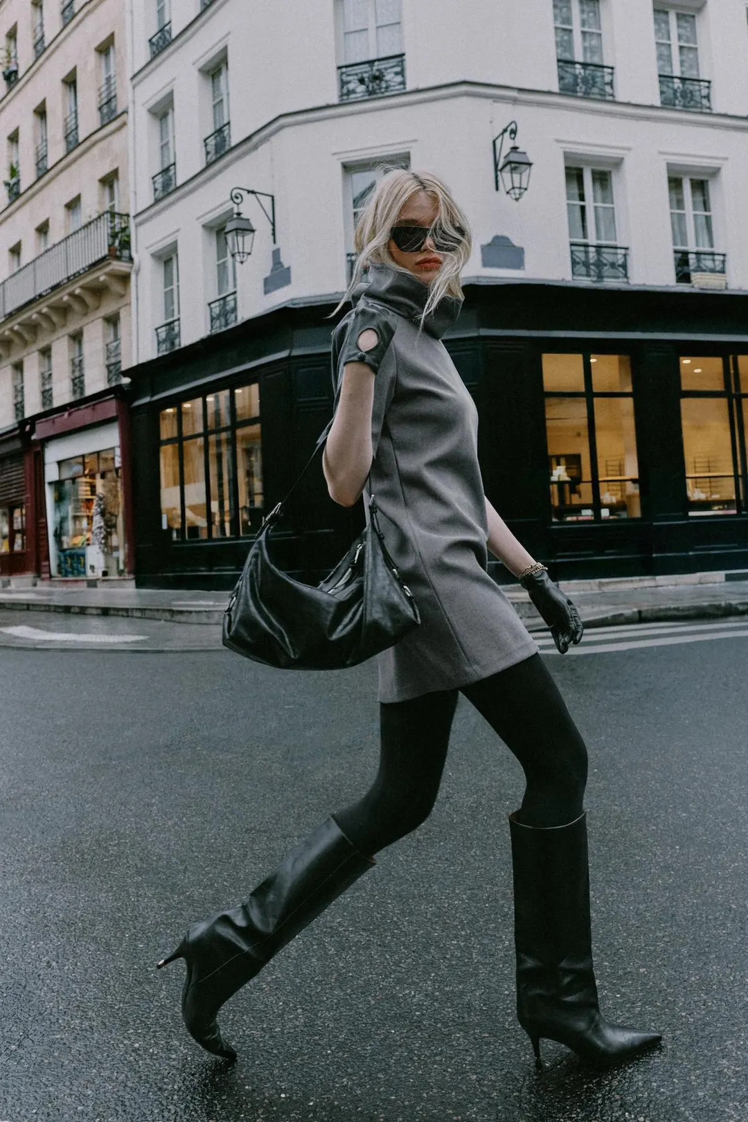 Короткое платье с высоким воротником, Zara