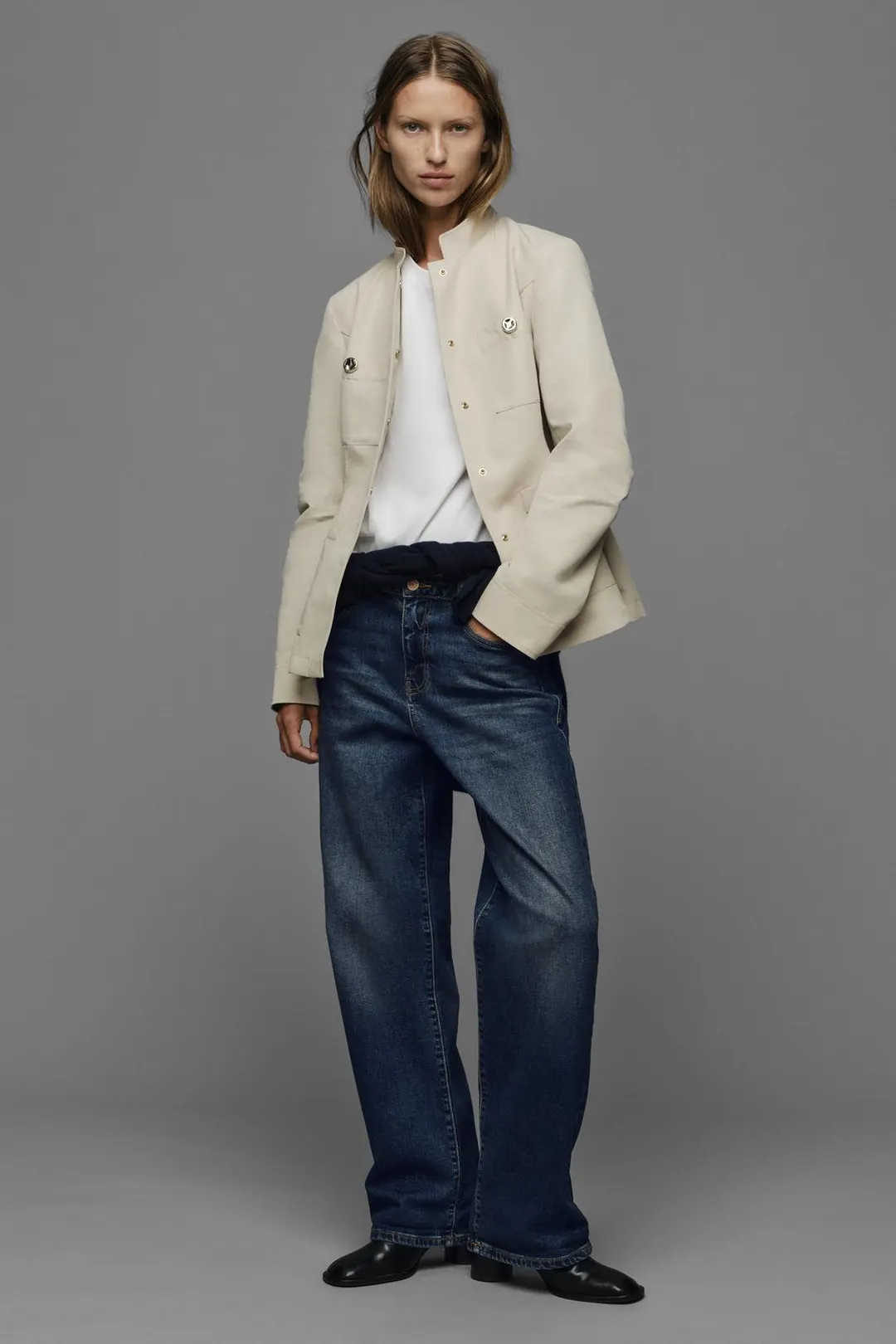 Куртка приталенная с высоким воротником, Zara