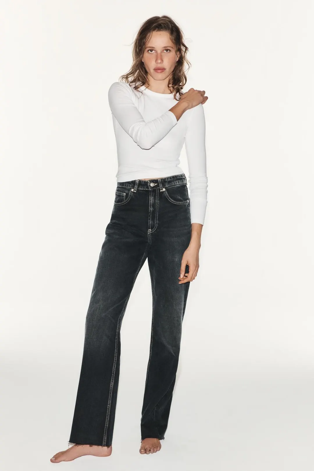 Широкие джинсы TRF с высокой посадкой, Zara