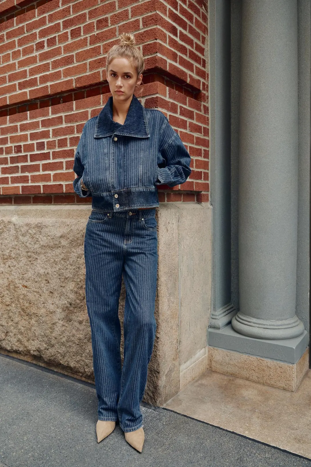 Прямые джинсы в полоску с низкой посадкой Z1975, Zara