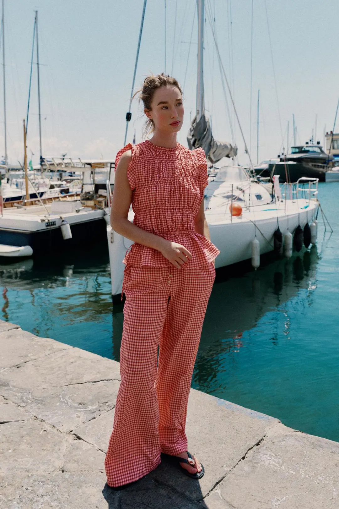 Топ в клетку виши со сборками, Zara