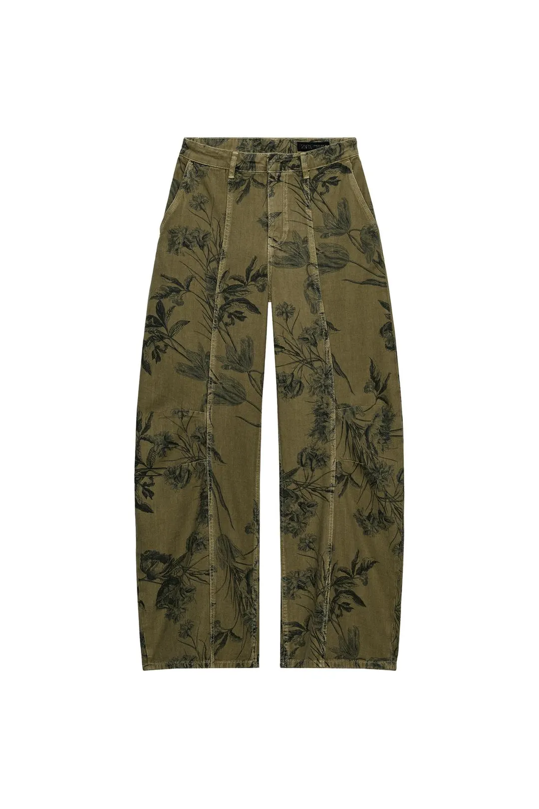 Джинсы силуэта barrel с цветочным принтом и низкой посадкой ZW Collection, Zara