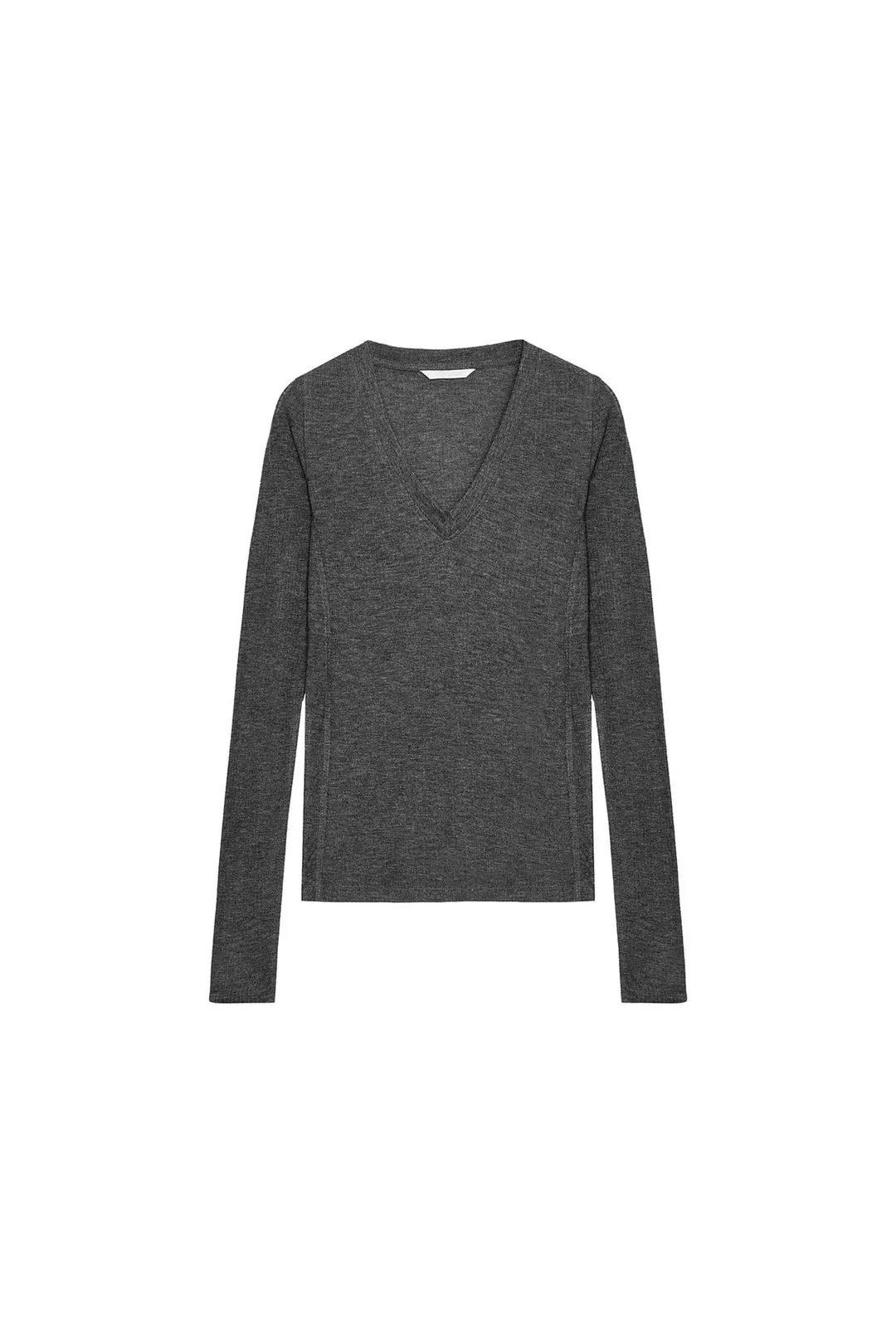 Футболка в рубчик с V-образным вырезом, Zara