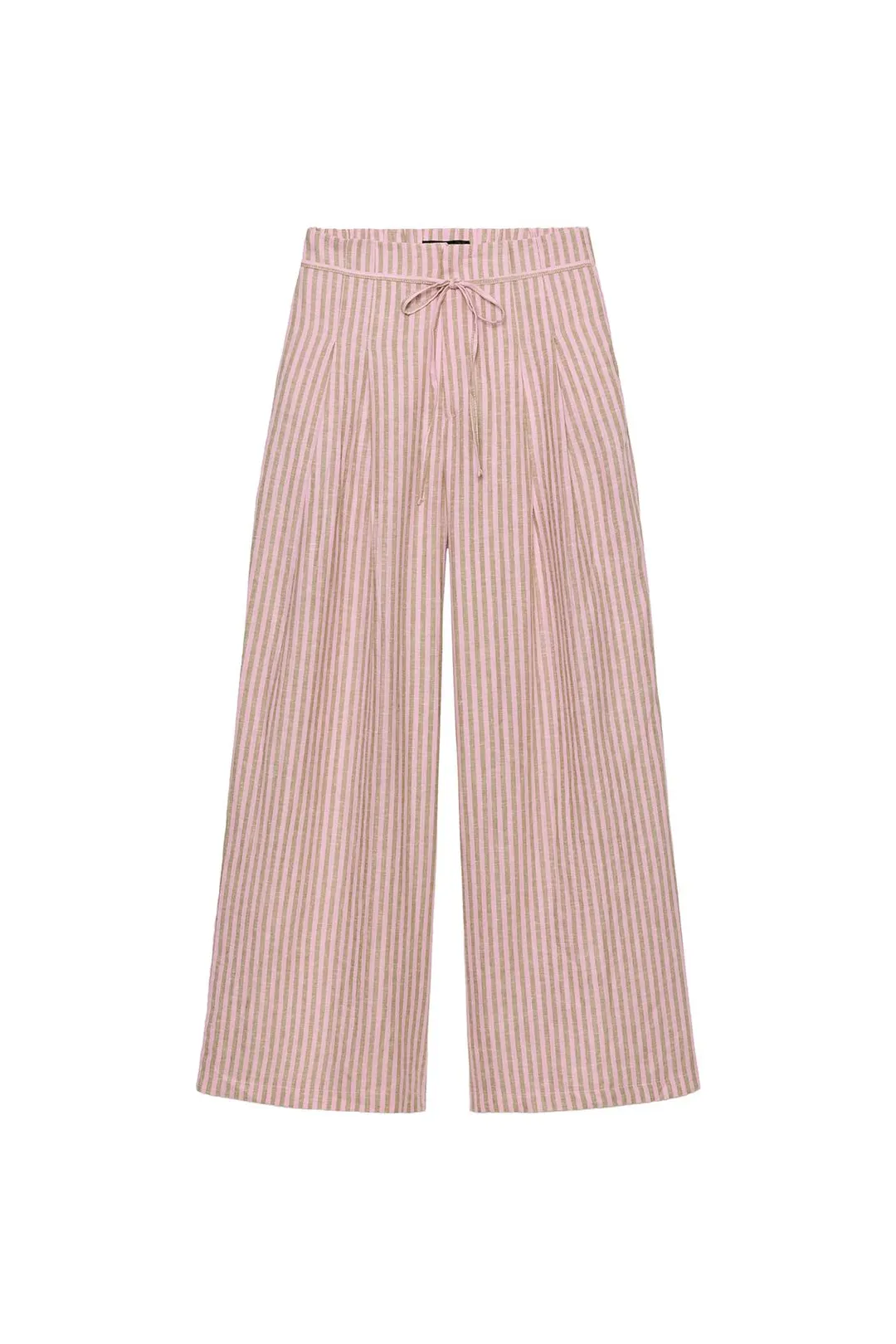 Брюки из смесового льна в полоску с кулиской, Zara