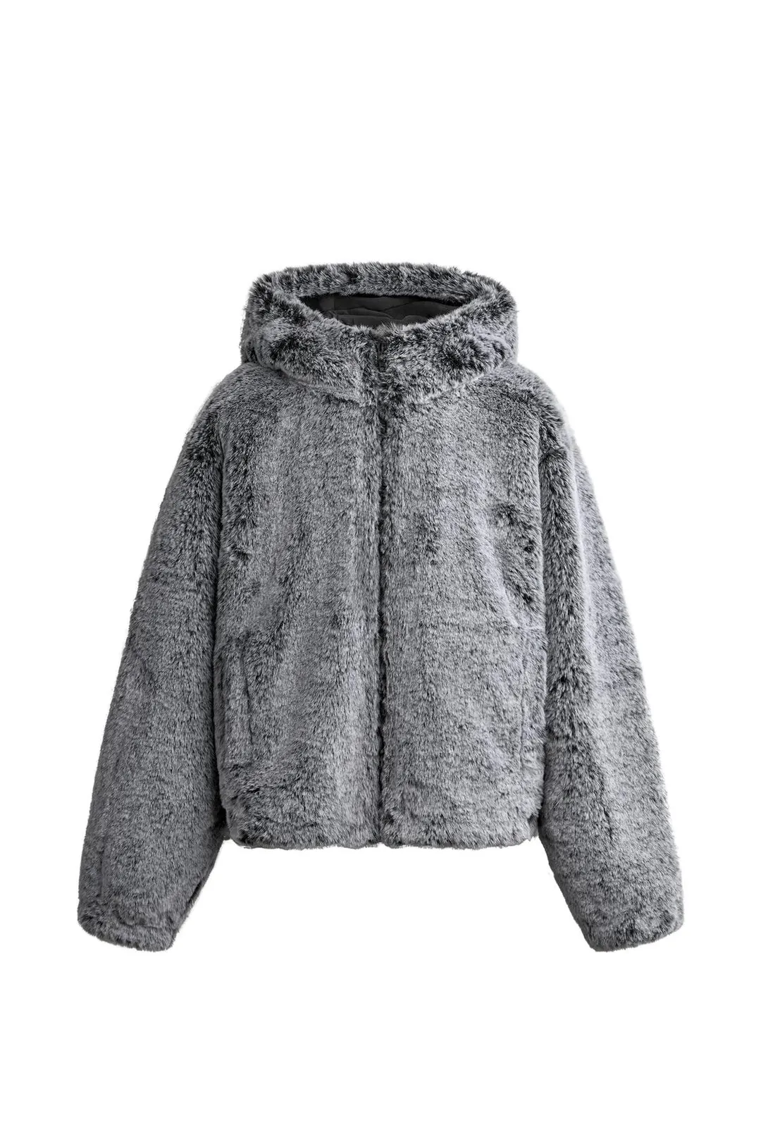 Укороченная куртка с капюшоном из искусственного меха, Zara