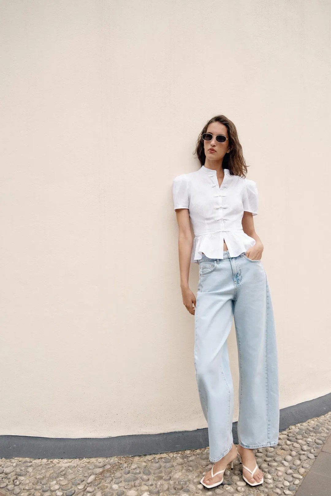 Рубашка с баской и застежкой в стиле дафлкот, Zara