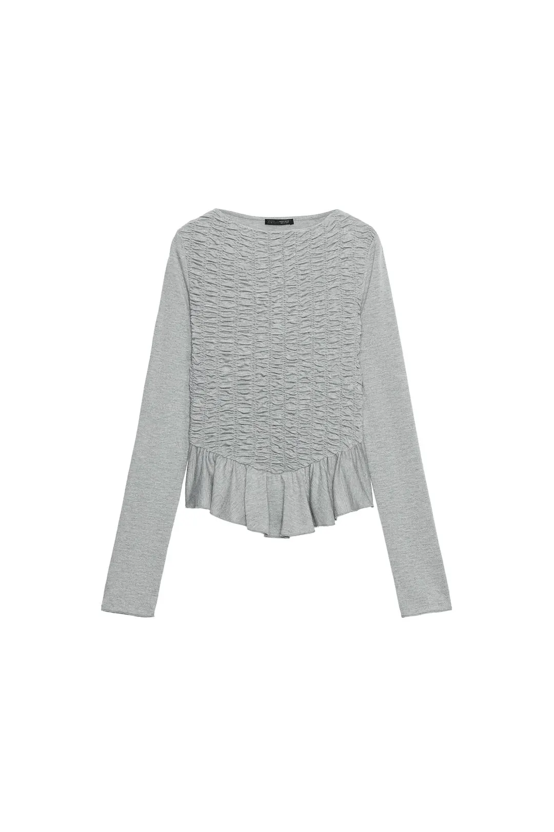 Топ с баской и жатой отделкой, Zara