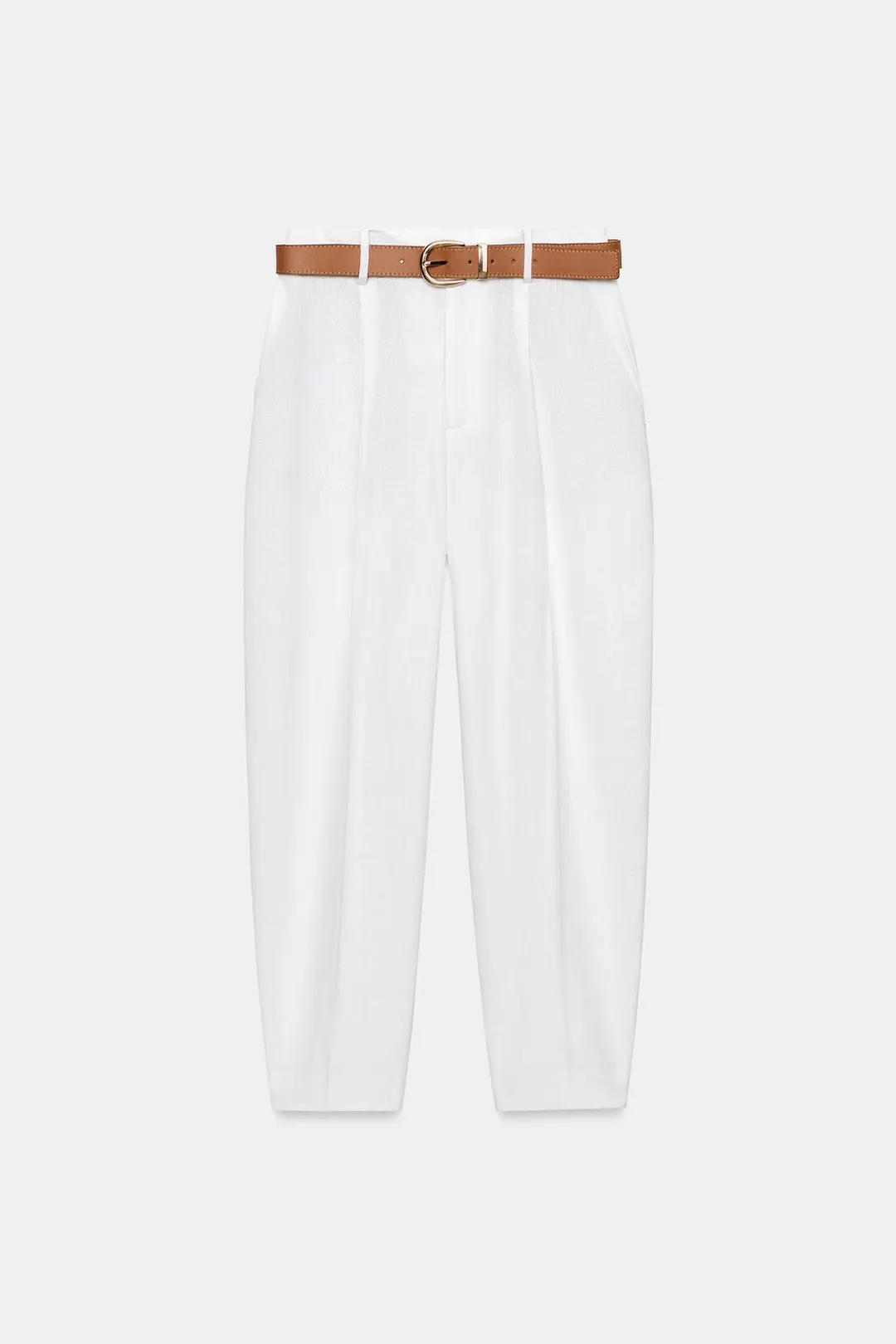 Брюки из смесового льна с поясом, Zara