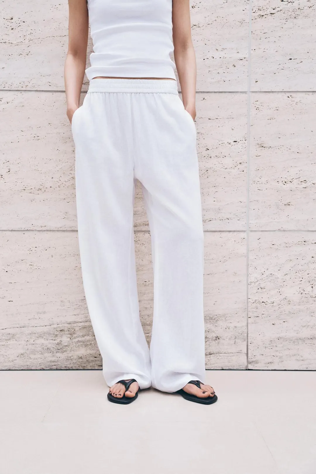 Брюки прямого кроя со льном, Zara